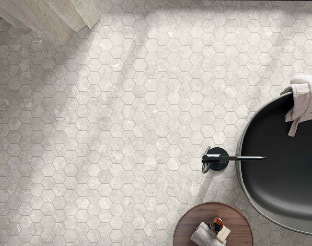 Caesar USA Savoy White Bathroom Dett Hexagon