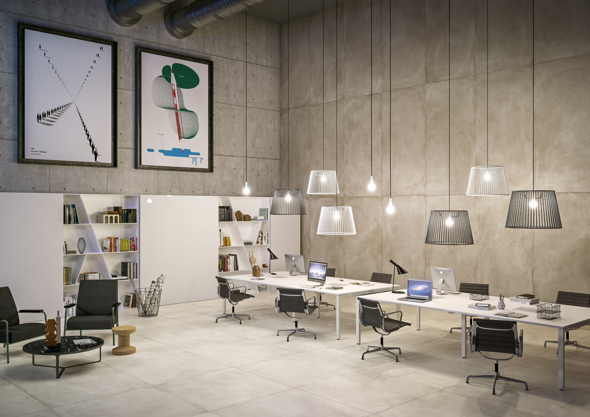 Large size porcelain stoneware tiles concrete look2